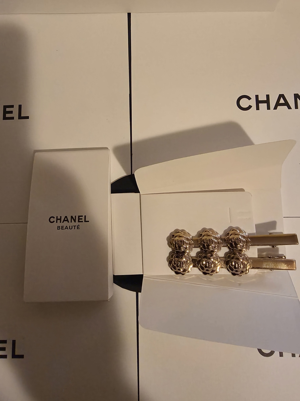 Chanel Gold Camellia Hair Clips